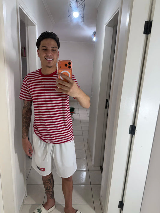 Camiseta Zara Listrada Vermelha