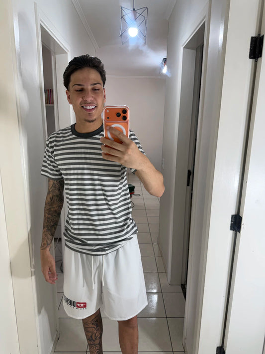 Camiseta Zara Listrada Cinza